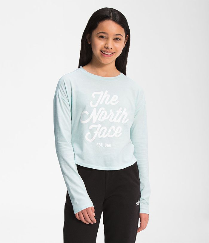 Top The North Face Niña Azules Manga Larga Gráfico Tee 31752BWHI